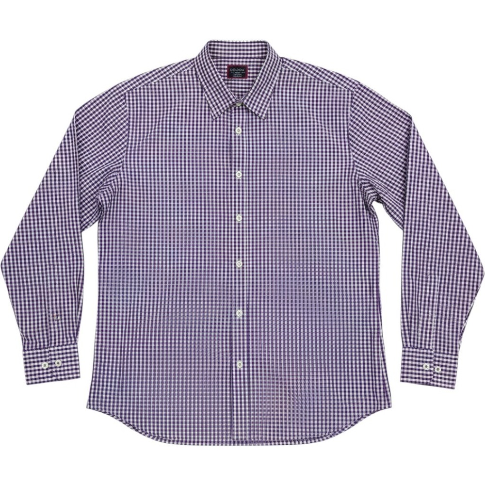 UNTUCKit Mens XL Slim Fit Purple Gingham Check Long Sleeve Cotton Button Down